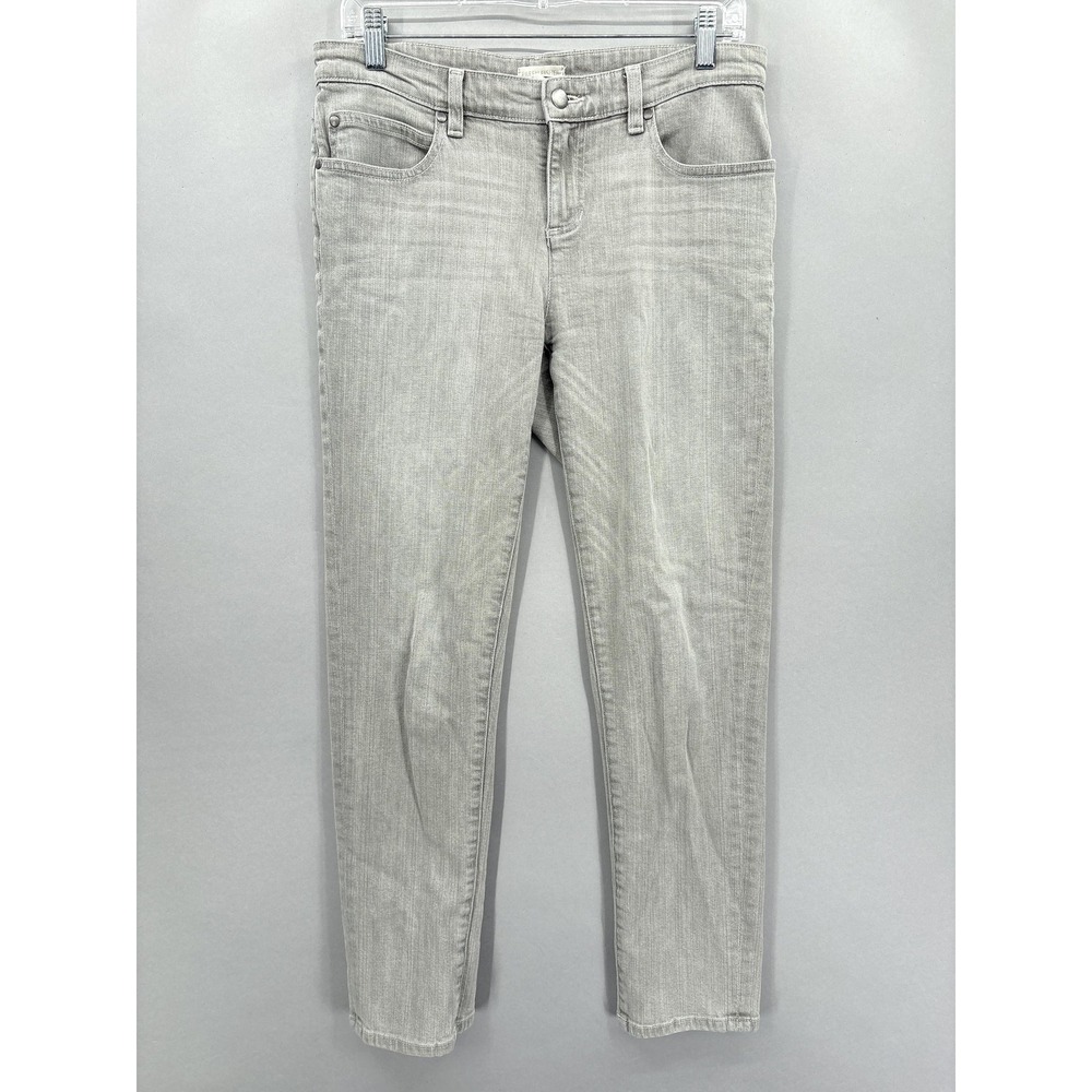 Eileen Fisher Jeans Womens 4 Gray‎ Slim Ankle Stretch Denim 5-Pocket Mid Rise